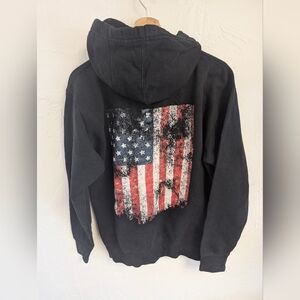 Black Hoodie with American Flag Design